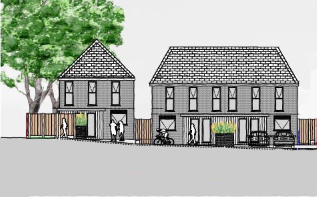 Lot: 30 - LAND WITH PLANNING FOR SIX HOUSES - TWO DETACHED HOUSES AND FOUR SEMI-DETACHED - Proposed Front Elevation